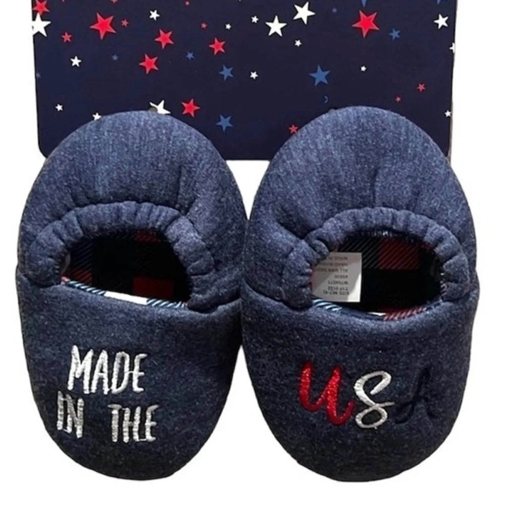 New Made in the USA Toddler Slippers Patriotic Size Large 9-10 NWT